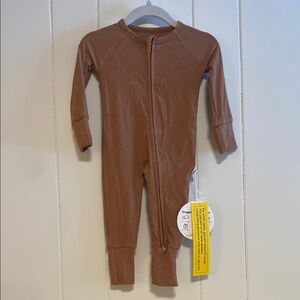 Little Sleepies Caramel Ribbed Zippy